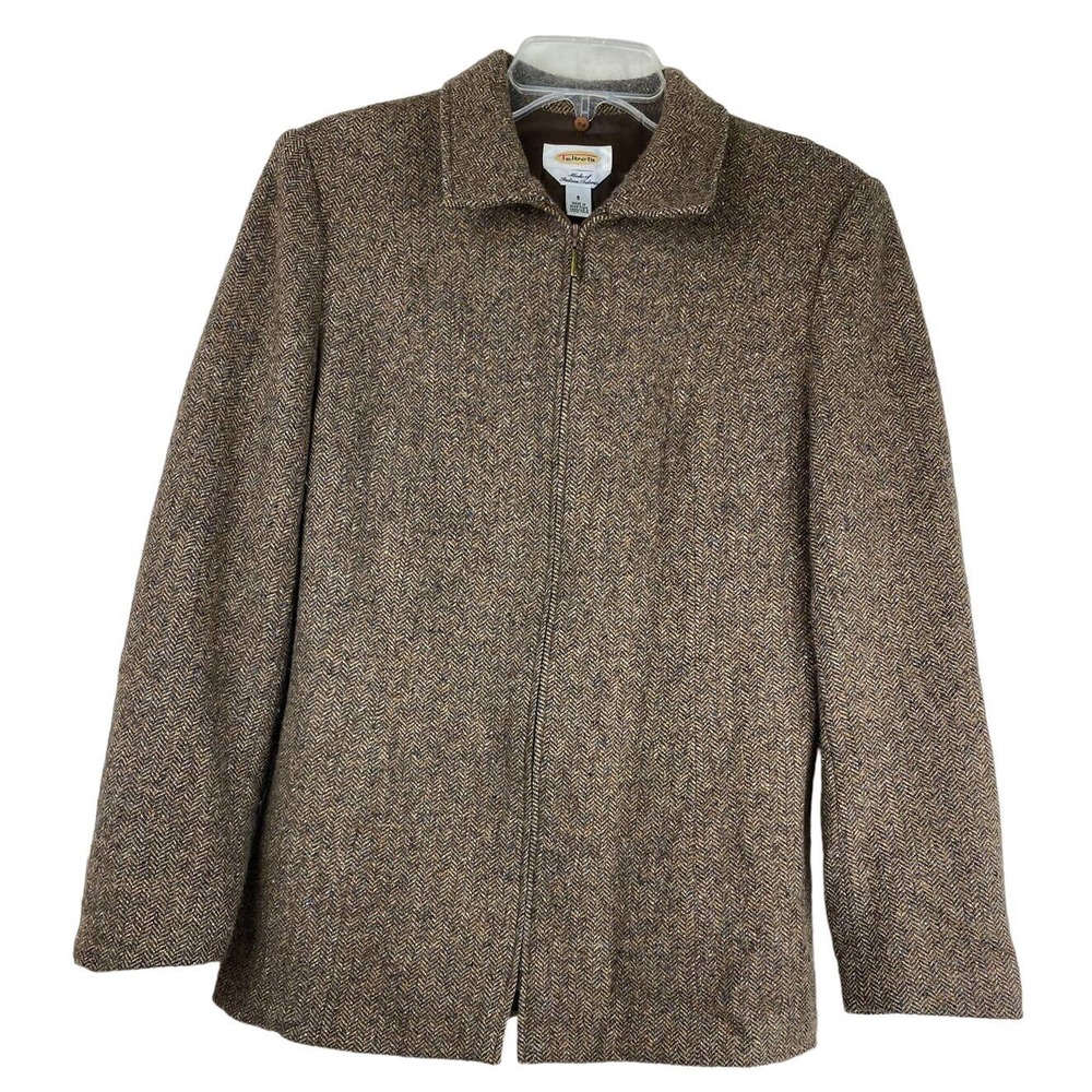 Talbots Brown Tweed Zip-Front Blazer